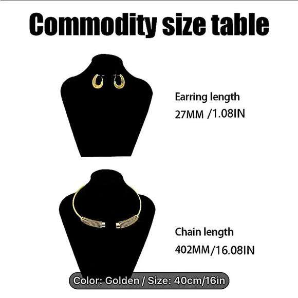 Gold Plated Geometric Necklace Earrings Set - Picture 8 of 8